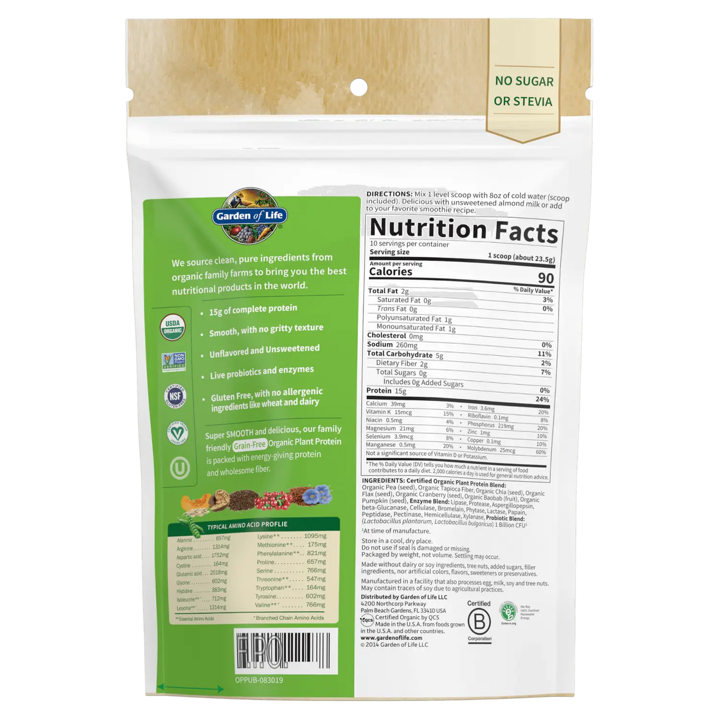Garden of Life Organic Plant Protein - 236 - 276 grams