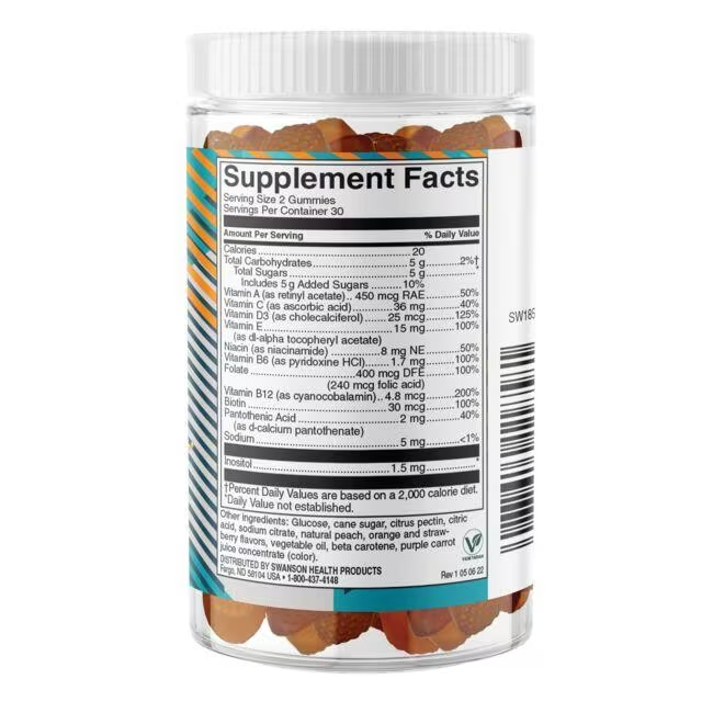 Swanson Adult Multivitamin, Peach, Orange & Strawberry - 60 gummies
