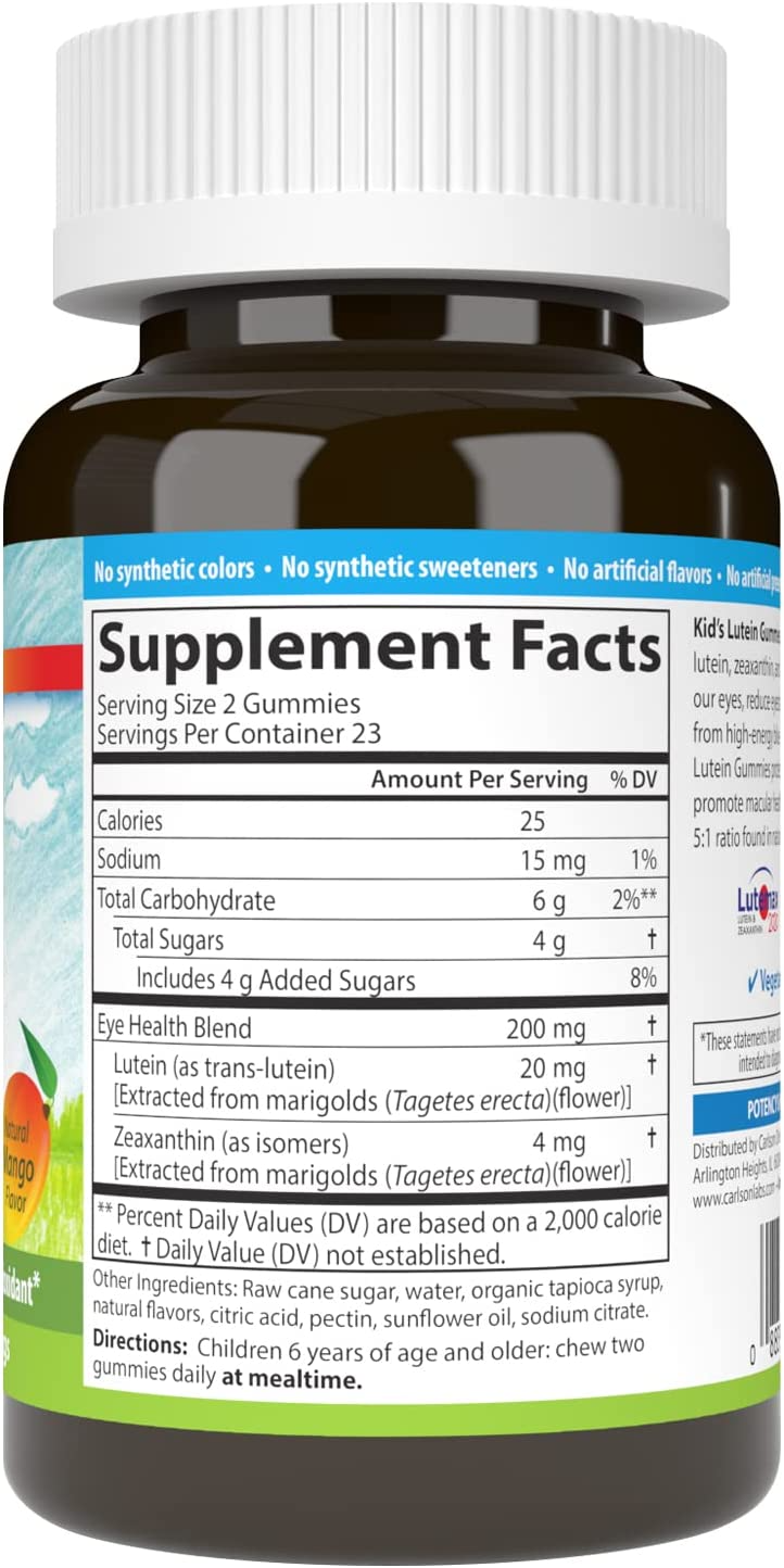 Carlson Labs  Kid's Lutein Gummies, Natural Mango - 46 vegetarian gummies