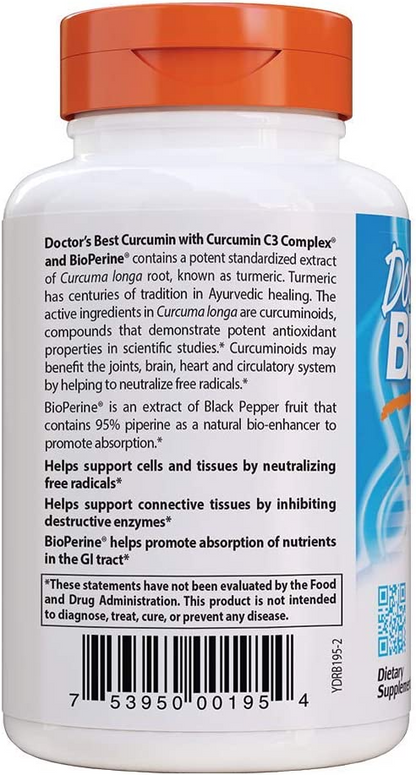Doctor's Best  High Absorption Curcumin From Turmeric Root with C3 Complex & BioPerine - 500mg - 120 caps