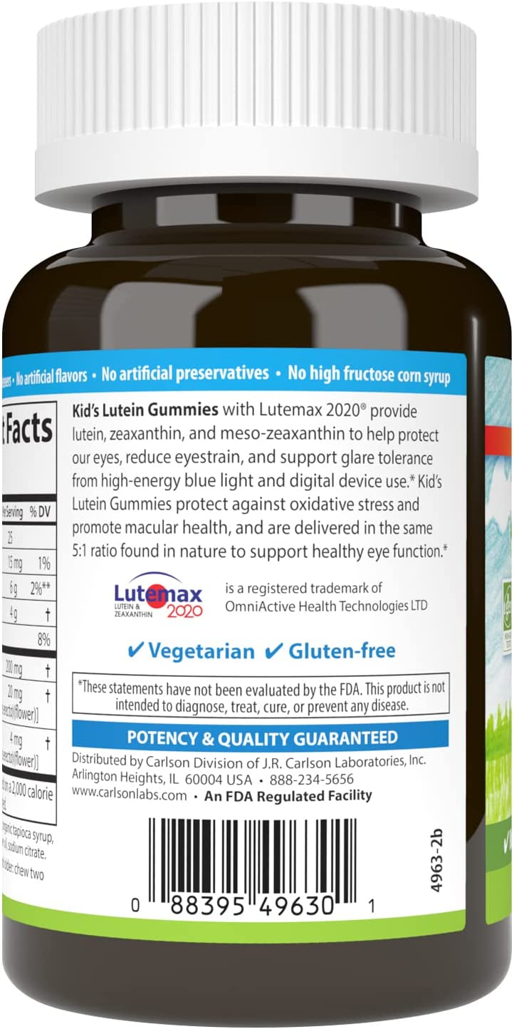 Carlson Labs  Kid's Lutein Gummies, Natural Mango - 46 vegetarian gummies