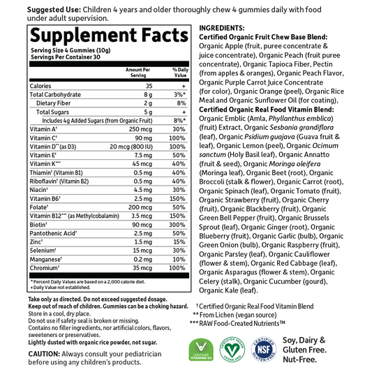 Garden of Life  Mykind Organics Kids Multi Gummies, Organic Fruit Flavor - 120 vegan gummy bears