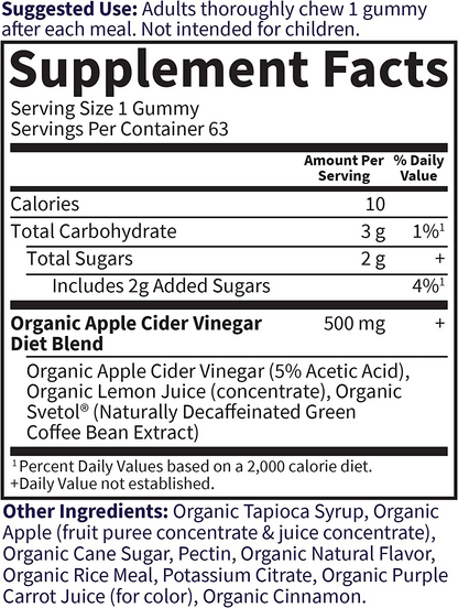 Mykind Organics Apple Cider Vinegar Diet Gummies Garden of Life