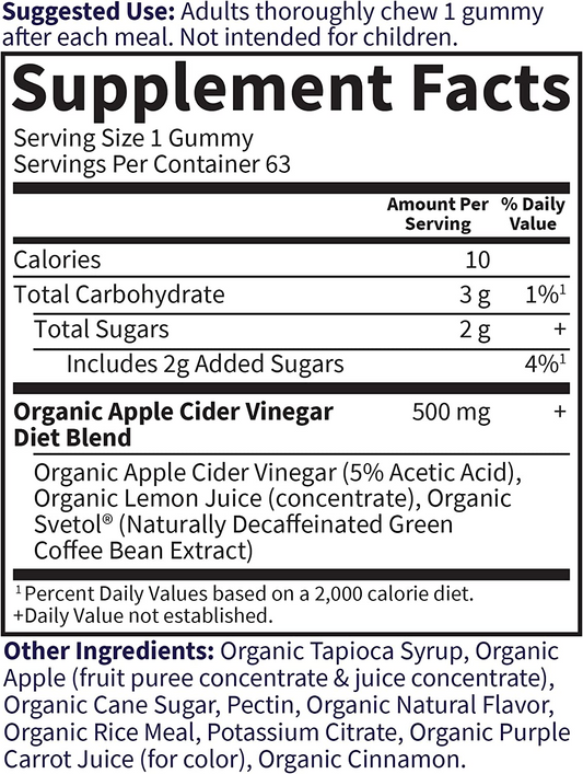 Mykind Organics Apple Cider Vinegar Diet Gummies Garden of Life