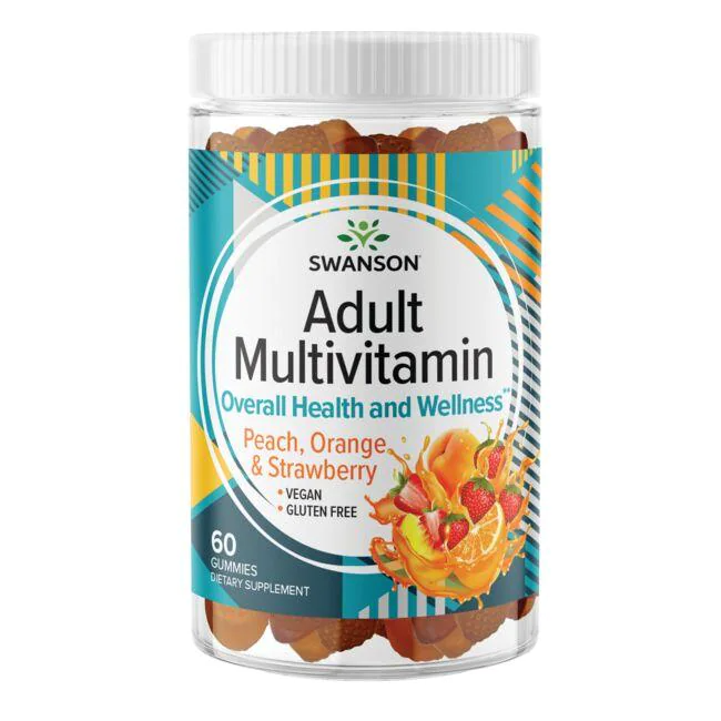 Swanson  Adult Multivitamin, Peach, Orange & Strawberry - 60 gummies
