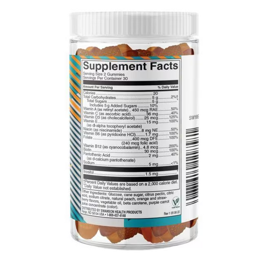 Swanson  Adult Multivitamin, Peach, Orange & Strawberry - 60 gummies