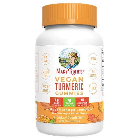 MaryRuth Organics  Vegan Turmeric Gummies, Peach Mango Lemon - 120 gummies